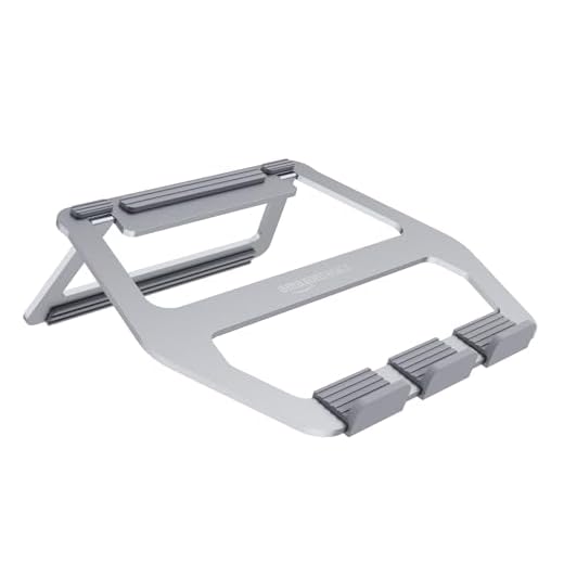 Amazon Basics Aluminum Portable Foldable Support Stand for Laptops up to 13 Inches, Silver