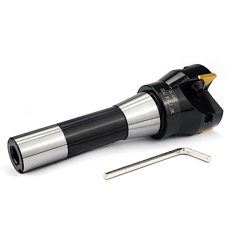 Image of Indexable End Mill with 3 Pcs TPCN32PDTR Tpg32 Carbide Inserts, 2 inch Cutting Diameter, 6 inch Overall Length, 90 Degree, R8 Shank, TP32, 3 Flutes