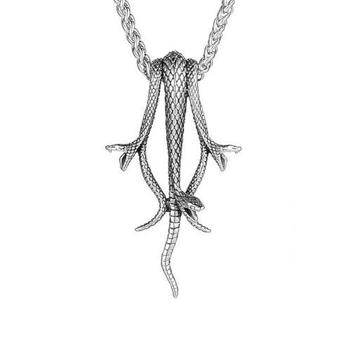 Collier serpent pour hommes style punk biker avec pendentif rétro trois têtes