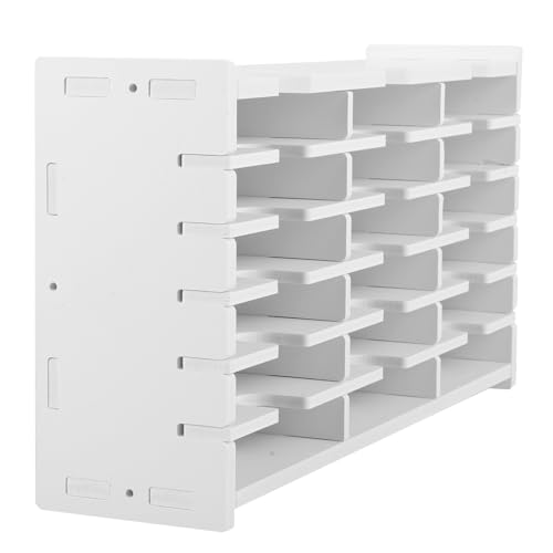 Boîte à CD en bois blanc 18 compartiments meuble de rangement compact léger