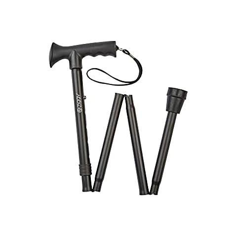 Gel Handle Folding Walking Stick - Black Cover
