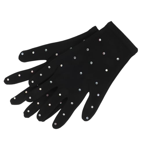 Guantes de patinaje artístico de tela elástica y diseño con gemas de imitación para niñas