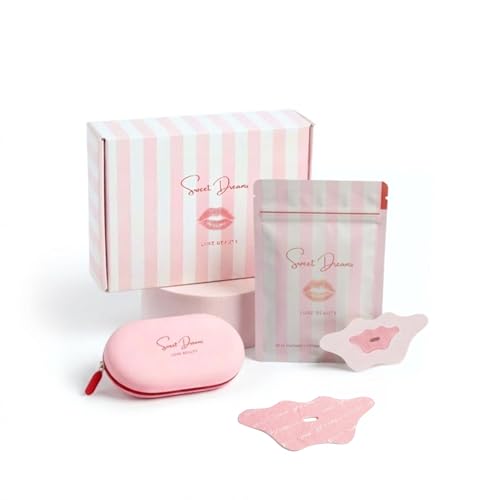 SD Luxe Hydrogel + Collagen Beauty Sleep Lip Treatment Patch Starter Kit | Overnight Lip Hydration Patches (Overnight Lip Mask) | Gentle Skin‑Safe Materials | 30 Treatments + Silicone Case