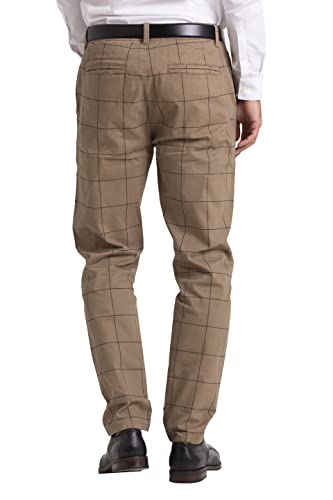 Men's Slim-Fit Plaid Checkered Pants - Flat-Front Comfort Chino Pants for Men2