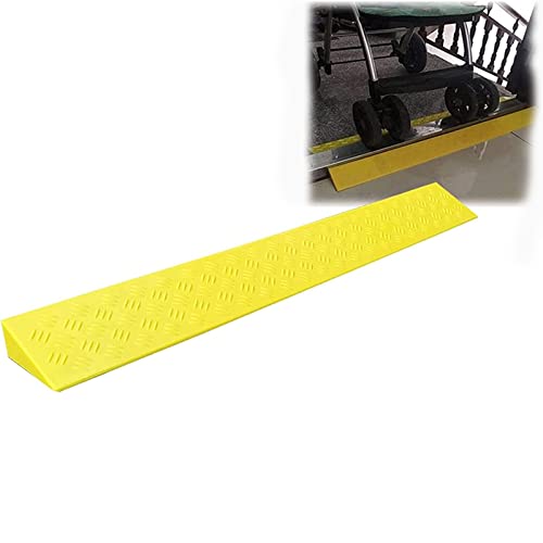 Rampa de acceso de plástico resistente y antideslizante, ideal para entradas de vehículos, accesos a casas, aceras, sillas de ruedas, scooters de movilidad y carros de jardín (Amarillo, 100 x 14