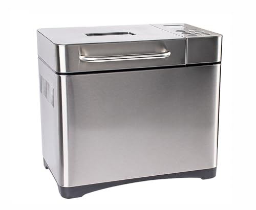 Máquina de pan automática, máquina de pan 19 en 1 de acero inoxidable con dispensador de nueces, 3 tamaños de pan y opciones de corteza, pantalla LCD, temporizador de retraso de 15 horas