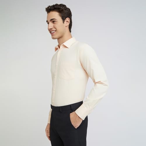 Image of Park Avenue Men Cotton blend Slim Fit Structure Pattern Semi Cutaway Collar Formal Shirt