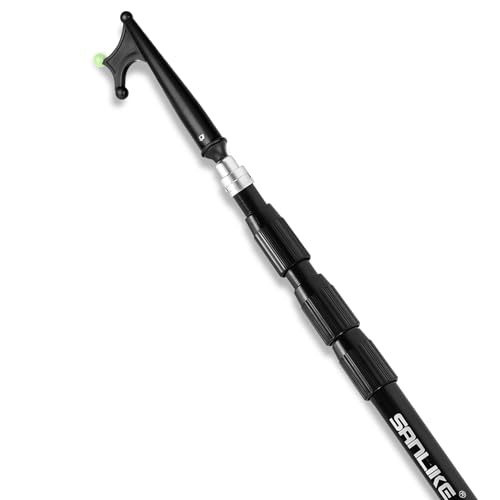 SANLIKE 21.8ft Telescopic Fiberglass Dock Hook, Black EVA Handle