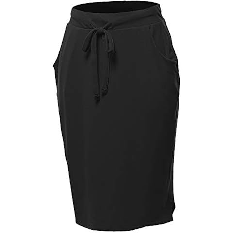 Women's Elastic Waist Self Tie Tulip Hem Side Pocket Skirt - Black - Small Cover