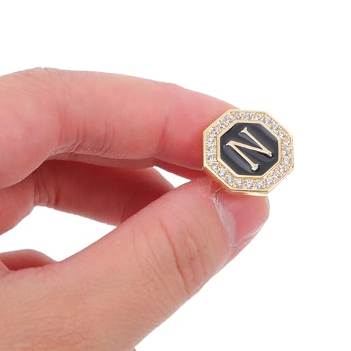 Mancuernillas para hombre con diseño de letras y piedras miniatura 4