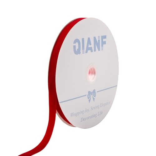 Image of QIANF Vintage Red Velvet Ribbon, 5 /8 Inch X 25Yd