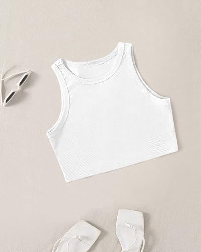 Image of (Pack of 3) Stylish Sleeveless Round Neck Ribbed Tank Tops for Women and Western Crop Top