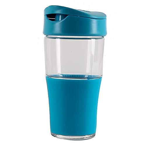 Luminarc - Portable Drinking Glass Bottles, Car Mug, Transportable Direct Drink Jar Bottles, Stylish Mason Jar Bottles, Glass Jars, Leak-Proof - 500 ml (Blue) - Image 2 thumbnail