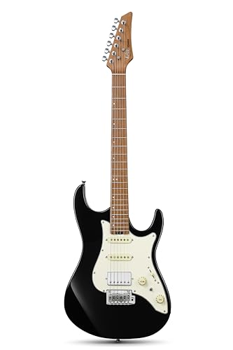 Image of Donner 39 Inch Electric Guitar, DST-550 Solid Double-cut Poplar Body Electric Guitar for Intermediate & Pro Players, 7 Tone-switching Options & Tremolo Bridge, Bonus Bag- Black