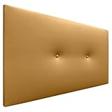 DHOME Cabecero de Polipiel o Tela Acualine Liso con Botones Tapizado de Alta Gama Cabezal Lujo Cama Dormitorio Moderno Acolchado (Polipiel Dorado, 90x50cm (Camas 80/90))