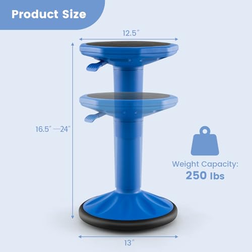 Image of Giantex Wobble Stools for Classroom Seating - Wiggle Stool with Adjustable Height, 24 inch Active Learning Stool, Sitting Balance Chair for School, Office Stand Up, Flexible Seating Wobble Chair, Navy