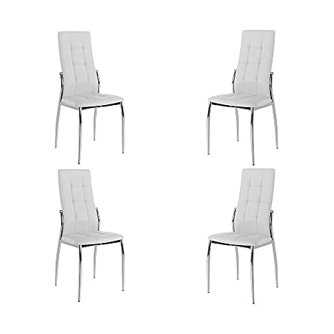 MOMMA HOME Set de 4 Sillas Modelo Cami Blanca/Plata Cover