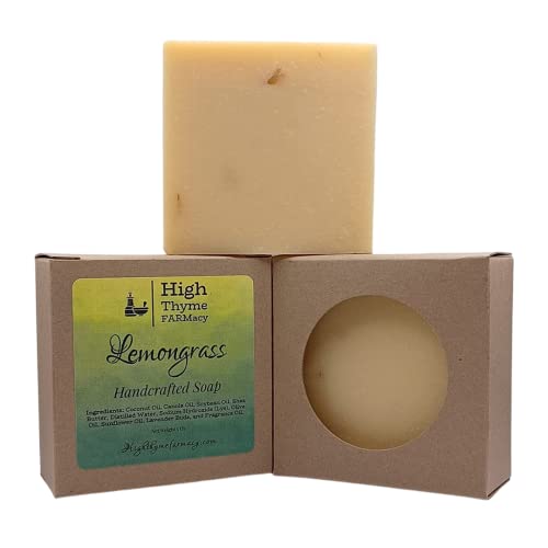 High Thyme Farmacy Lemongrass Soap - 5 Ounce Bar Handcrafted Soap With Natural Lemon Oil & Real Lemongrass - Natural Lye Soap - Lemon Hand Soap - Non-Toxic Hand Soap #TOP6
