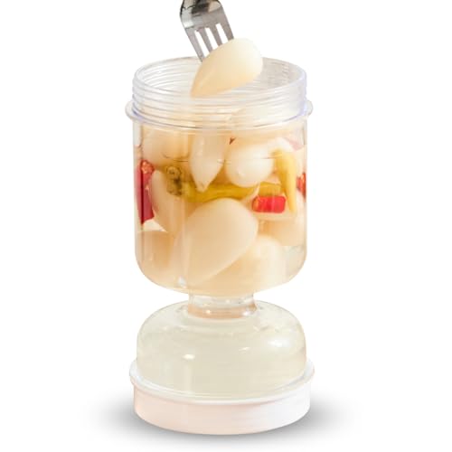 Tarro de reloj de arena de pepinillos y aceitunas con tapa de colador para separar jugo de encurtidos de alimentos húmedos y secos, recipiente de almacenamiento de encurtidos, aceitunas, pepinillos