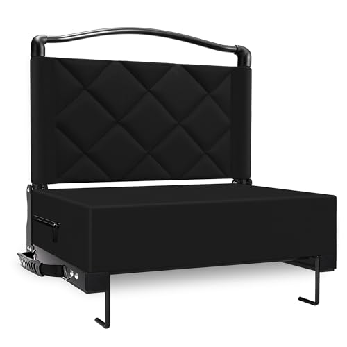Kaganoon Stadium Seats with Back Support Cushion, Folding Stadium Seats for Bleachers Hold up 400lbs, Wide Bleacher Seat with Shoulder Strap & Handle Comfort for Sports Events (Black, 1pcs)