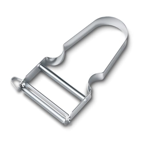 Victorinox Sparschäler STAR, Kartoffelschäler, Zweischneidig mit Pendelklinge, Extra Scharf, Metallgriff, Swiss Made