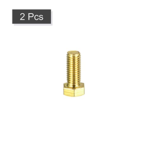 Image of uxcell Brass Hex Bolts, 1 /2-13x1-1 /4 2pcs Fully Thread Grade 4.8 Solid Brass Hexagon Head Bolt Machine Screws for Machinery