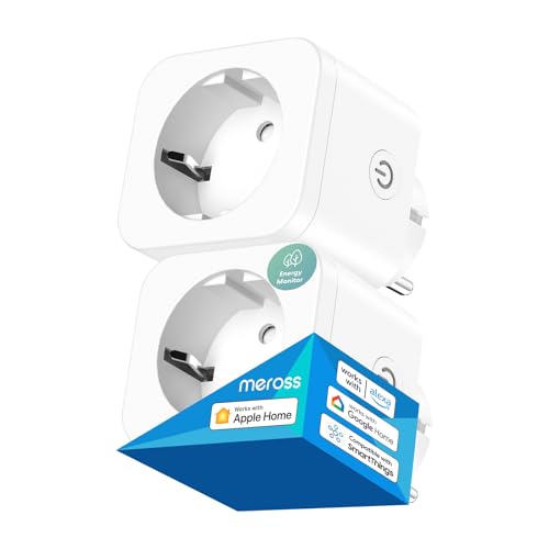 Meross Smart WLAN Steckdose Mit Strommessung 16A WiFi Steckdose mit Sprach- und Fernsteuerung Zeitschaltuhr mit App Steuerung Kompatibel mit Apple HomeKit Alexa Google Home SmartThings 2 Stück