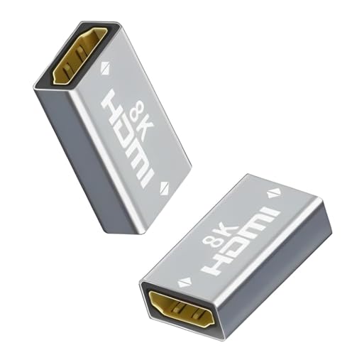 HDMI 延長 コネクタ 中継アダプター 8K 60Hz HDMI2.1 HDMIケーブル延長接続 4K@60Hz対応 メス-メス HDR 3D ARC ノートパソコン PC モニター TV 対応 (8K,シルバー, 2個)