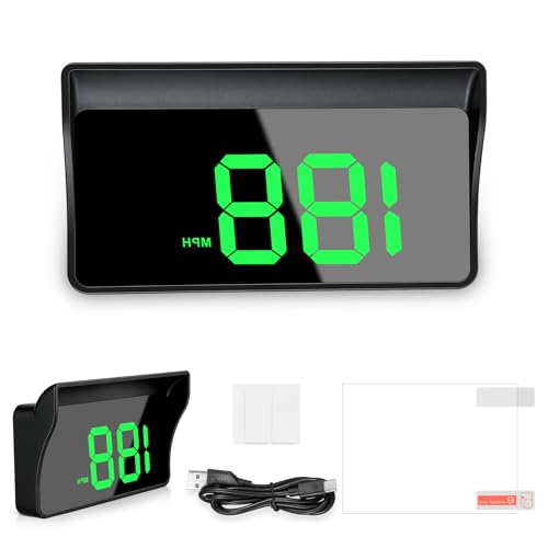 Amiss Heads Up Display for Cars, Digital HUD Speedometer for Automotive Windshields with GPS - Large Font Display, USB Plug & Play, and Auto Brightness Adjustment, Car Interior Accessories (MPH-Green)