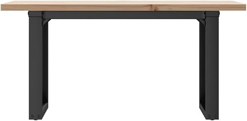 Miniatura 4 de Solid Wood Pine Coffee Table with O-Frame Steel Base 39.4x19.7x17.9 Inches Rustic Modern Design for Living Room and Small Spaces