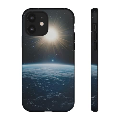 Terre bleue de l'espace avec soleil Coque iPhone 12 rigide mate protection