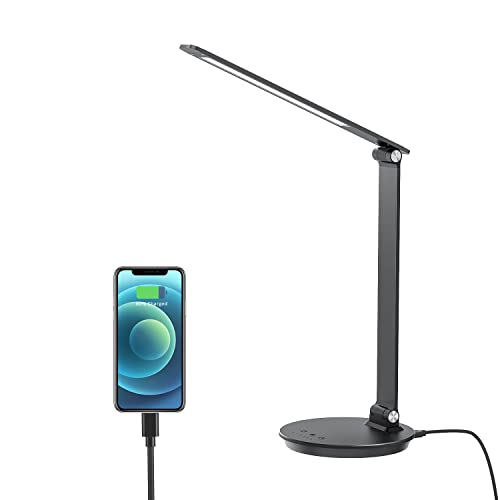 Mongery Led Desk Lamp, Table Lamp With Touch Control Usb Charging, Eye-Caring Desk Lamp Aluminum Multiple Angle Adjustments Led Light For Office, Home, Reading And More, Black #TOP14