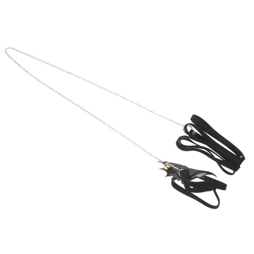 VICASKY Turtle Wing Design Adjustable Harness Strap for Tortoise Lightweight Leash with Bite Chain for Outdoor Walking Great Pet Control Gear Black S