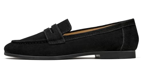 Image of Journey West Suede Tassel Loafer for Women Slip-on Belgian Penny Loafers Shoes for Women in Many Colors