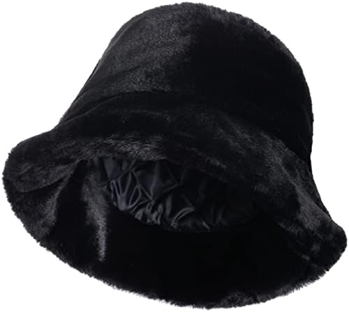 Winter Plush Bucket Hat Women Faux Fur 
