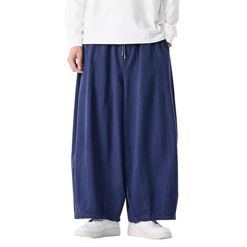Men's Pants Summer Blue Retro Chinese Style Loose Fit Casual Elastic Waist Lightweight Trouser4