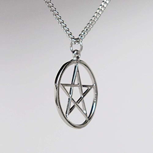 Pentacle Pentagram Polished Silver Finish Medieval Renaissance Pendant Necklace4