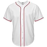 Pullonsy White Blank Baseball Softball Jerseys Shirts Tops for Adult Men Fashion,Red Stripe White Jersey,Size 3XL