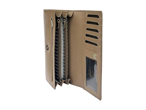 Image of MM Designs Genuine Leather Women's Clutch Wallet with Card Slots (Taupe)