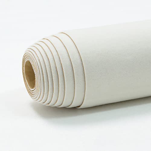 Self Adhesive Off White Velvet Shelf Liner Paper Felt Fabric For Art & Crafts, Jewelry Box Felt Liner Solid Color Felt Drawer Dresser Cabinets Arts Crafts Decor 17.7" X 98" #TOP1