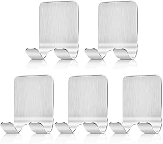 5Pcs Razor Holder Hook, Bolatus Multi-Purpose Hook Self-Adhesive Stainless Steel Waterproof Bathroom Shaver Holder Hook for Shower Shaving Razor Plug Keys Kitchen Utensils Towel Robe