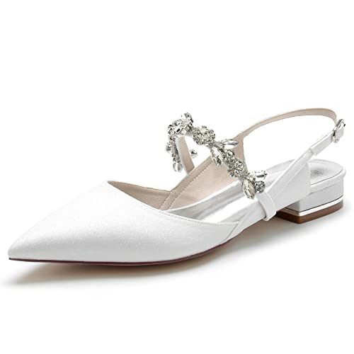 Wedding Shoes Flats Women Pointed Toe Women's Flats Buckle Dress Shoes Comfortable Bridal Flats Shoes2.5 Cm