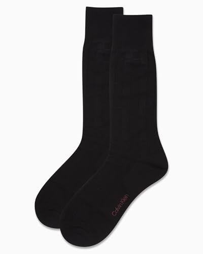 Calvin Klein Mens Dress Socks - 2 Pairs Egyptian Cotton Blend Comfort Stay Up Cuff Crew Socks for Men (7-12)2