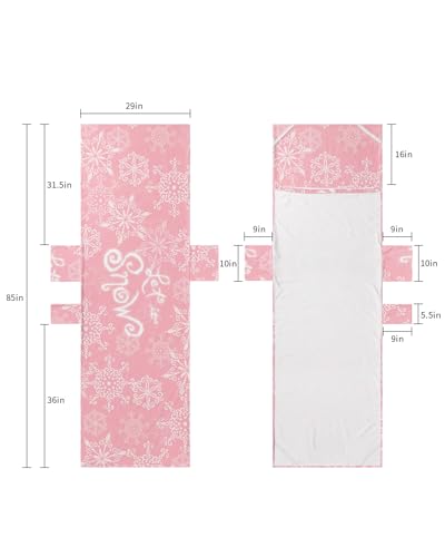 Pink Christmas Snowflake Beach Lounge Chair Towel Cover, Soft Chaise Lounge Towel with Side Pockets Patio Pool Chairs Cover for Beach/Pool Sunbathing 29x85 Xmas Winter Snowflake Let Snow