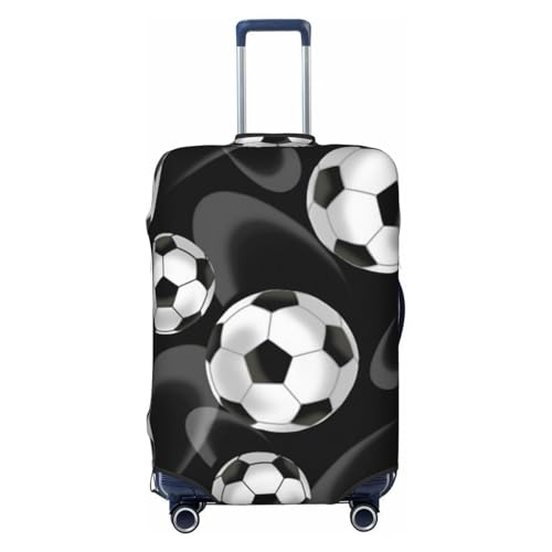 Soccer Black Print Suitcase Cover Luggage Protector Washable Elastic Fashionable Travel Gear Cover