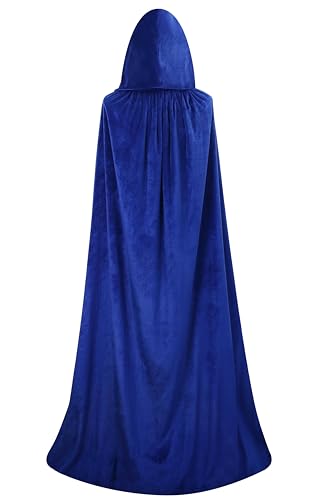 Colorful House Unisex Adult Full Length Velvet Cape with Hood Halloween Christmas Witch Cloak (59" Pure Blue)