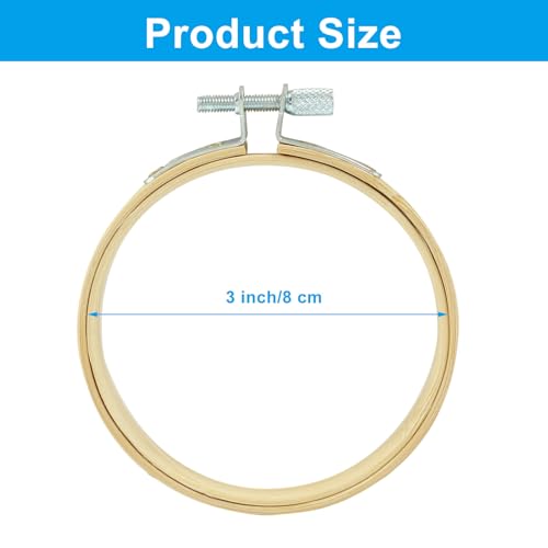 Image of Dijedev 12PCS 3 Inch Embroidery Hoops, Bamboo Circle Cross Stitch Hoop Ring Bulk, Wooden Round Embroidery Hoop Frame for Home Ornaments, Christmas Decoration, Art Craft Sewing, DIY