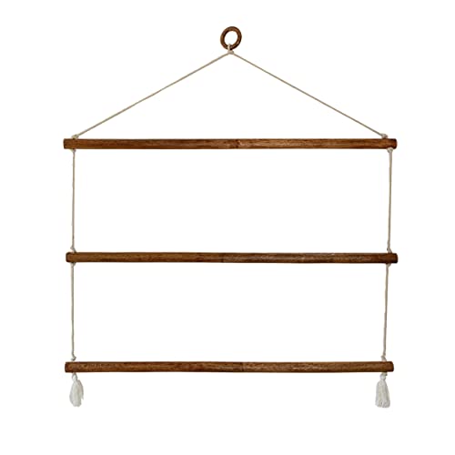 Foreside Home and Garden Hanging Macrame Wide Blanket Ladder Wood & Cotton by Foreside Home & Garden