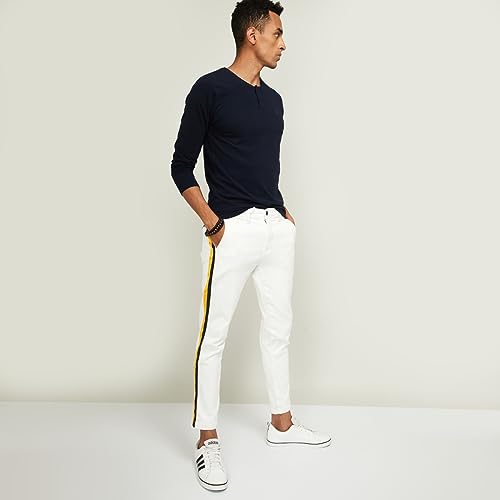 Image of Bossini Men Cotton Lycra Regular Fit Solid T Shirt