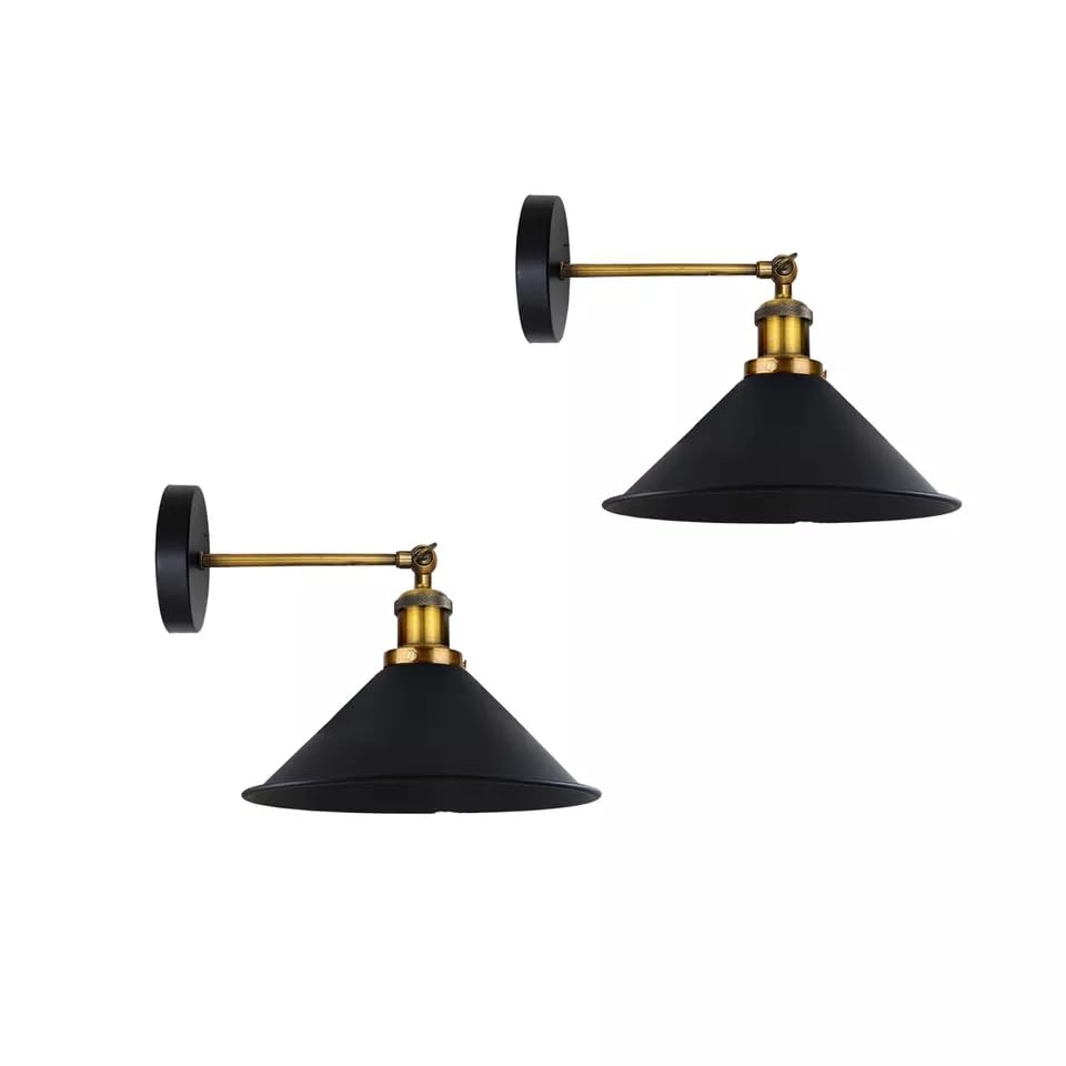 Vintage Industrial Wall Sconce, Adjustable Black Metal Wall Lamp with Edison Bulb, Perfect for Farmhouse, Bedroom, Living Room,Bathroom Lighting, Modern Rustic Home Decor (Style 2-2 Pack)